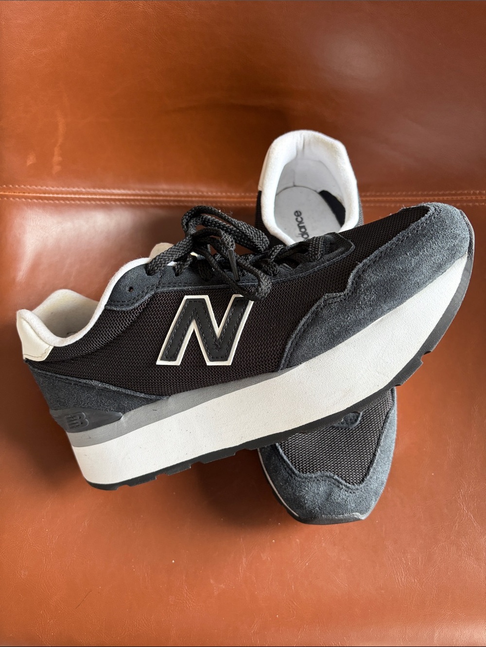 New Balance Black, Gray & White Platform Runner Sneakers